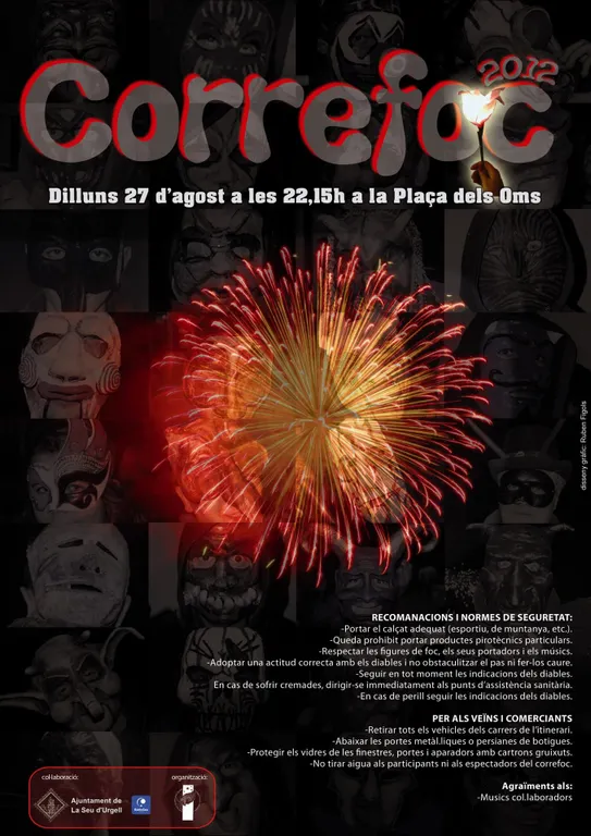 Prova pilot durant el correfoc de la Festa Major per senyalitzar evacuacions