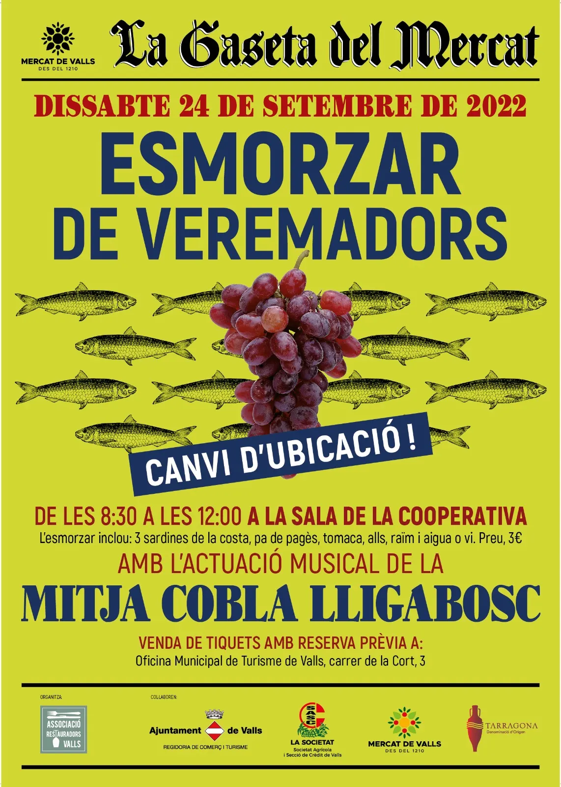Canvi d’emplaçament de l’Esmorzar de Veremadors