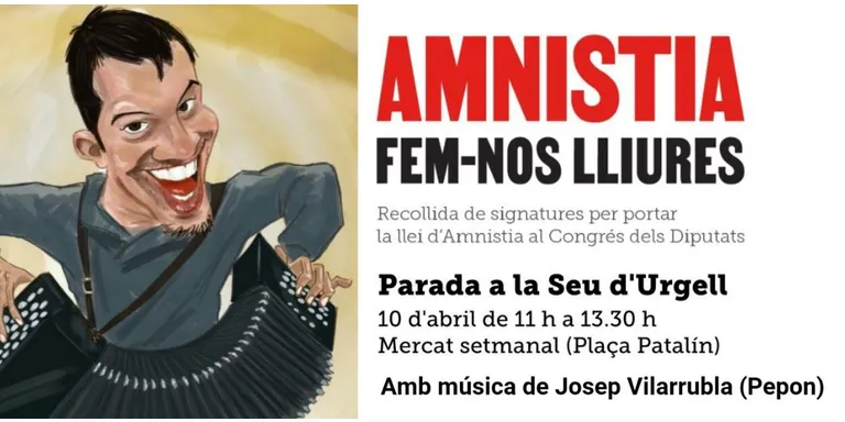 Òmnium Alt Urgell recull signatures a la Seu d'Urgell per l'amnistia