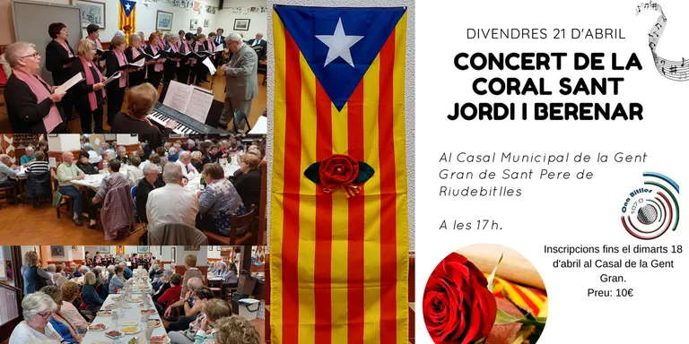 Concert de la CORAL SANT JORDI del divendres 21 d’abril, amb el corresponent berenar.