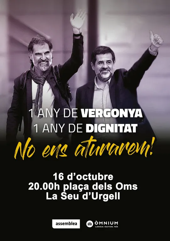Concentració a la Seu per denunciar l'empresonament de Jordi Sànchez i Jordi Cuixart