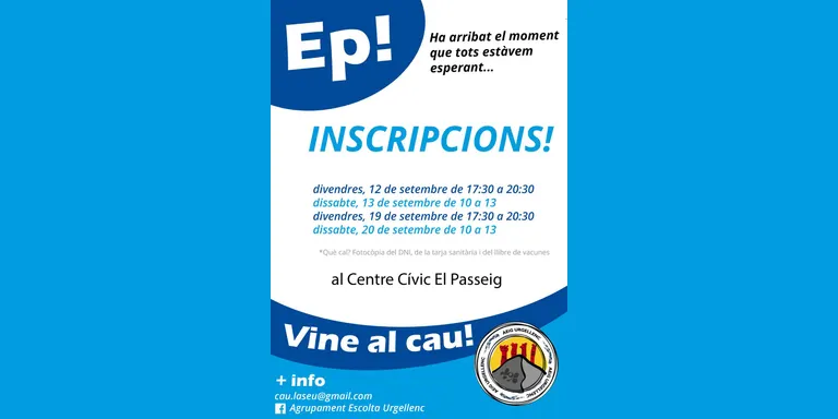 Obert el procés d'inscripcions a l'Agrupament Escolta i Guia Urgellenc