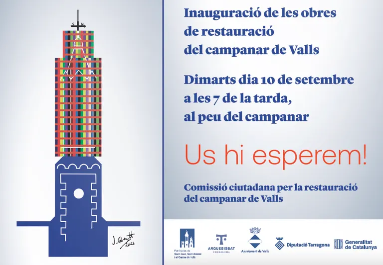 Valls inaugura les obres del campanar de Sant Joan