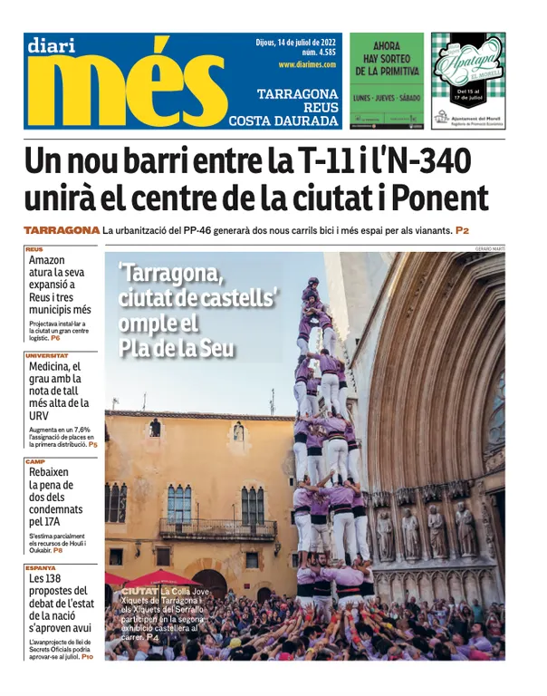 T'expliquem les portades dels diaris del territori d'aquest 14 de juliol