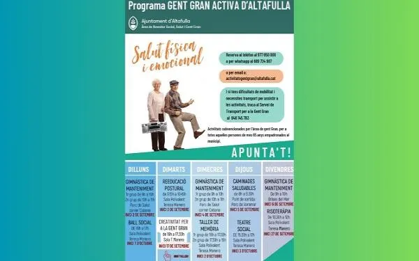 El programa ‘Gent Gran Activa Altafulla’ es reprendrà a principis de setembre