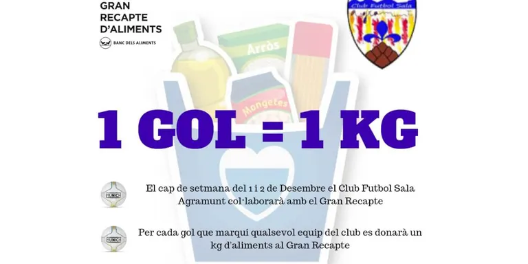 El Club Futbol Sala Agramunt transformarà els gols en aliments pel Gran Recapte