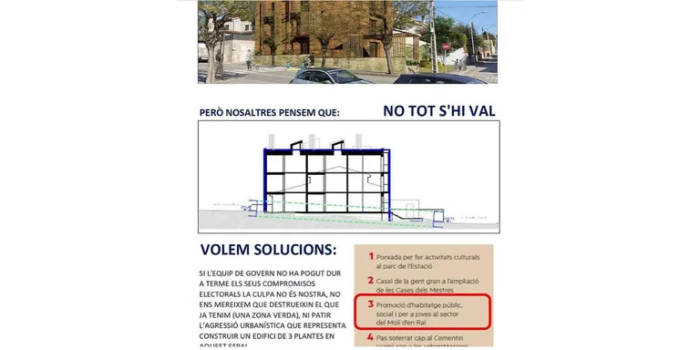 Els veïns de la bolera contraris al projecte d’habitatge per a joves asseguren que s’hi oposen per motius estrictament urbanístics