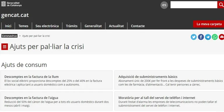 Oberts els ajuts per afrontar la crisis provocada pel coronavirus