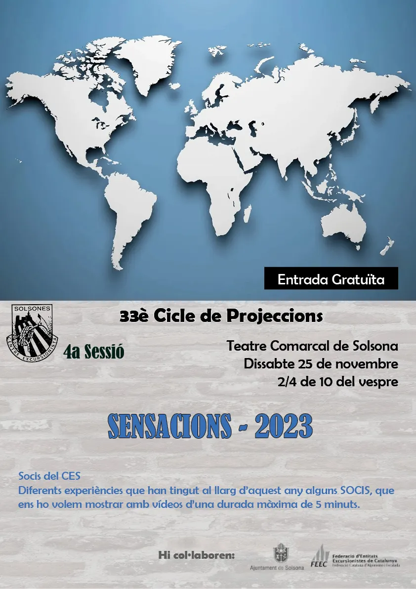 Demà hi haurà la quarta i última sessió del 33è Cicle de Projeccions del Centre Excursionista del Solsonès