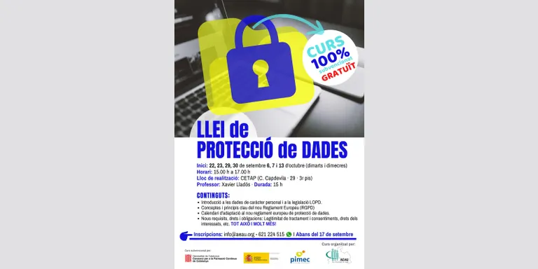 L'AEAU organitza un curs sobre la Llei de protecció de dades