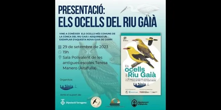 La Sínia presenta la nova guia 'Els ocells del riu Gaià' aquest divendres a Altafulla